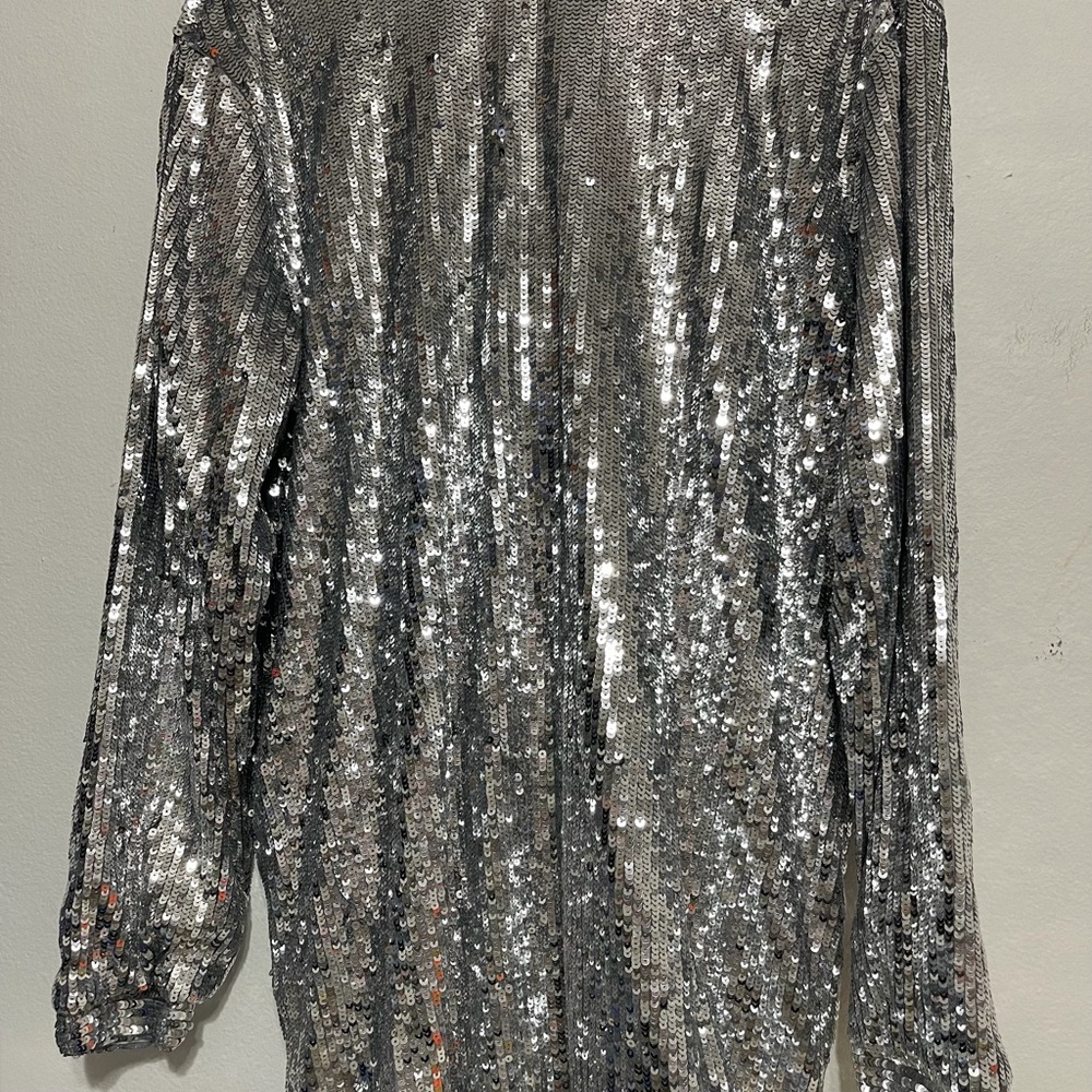 Silver Sequin Mini Dress